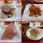 オステリア ブッコ - 赤鶏の甘酢
      鴨のソーセージ
      ロシア風サラダパン２種（自家製フォガッチャ、チャバタ）