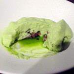 レストランユニック - 鴨の生ハムと胡瓜のジャガイモとハーブのムースがけ