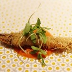 温前菜　鮎のカダイフ巻きフリット