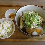 ろっか - 鶏天甘酢ぶっかけうどん+本日のご飯