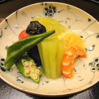 割烹 喜作 - 昼［強肴］帆立と野菜の炊き合わせ