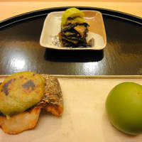 割烹 喜作 - 昼［焼物］［漬物］鱸（味噌）、青梅