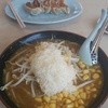 くるまやラーメン - カレーチーズラーメン＋コーントッピング&焼き餃子、うーまーいーぞー!