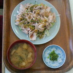 Otafuku - ゆで豚揚げなすねぎ醤油定食　2014-04-04