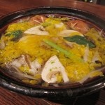 鱧と月見豆腐　菊酒の小鍋仕立て