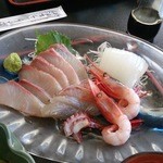 お宿 うおたけ - 刺身定食のお刺身2015年