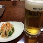 龍園 - 生ビールとオイキムチです