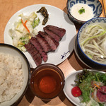 Gyuu Tan Sumiyaki Rikyuu - たんとろ定食(牛タン・とろろ・牛タンスープ・サラダ・ごはん)　1,674円　