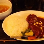 塩そば専門店 桑ばら - 桑ばら式ハンバーグ定食・スープ付（本日の裏そば）