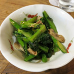 みはる食堂 - アスパラとつるむらさきオイスター炒め 450円