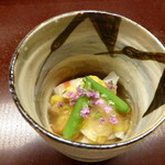 天神橋 青木 - 先付（車海老，ばい貝）