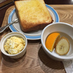 ミッツコーヒースタンド - モーニングAセットのトースト、卵とフルーツ