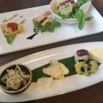 Cafe & Dining Enn - 前菜。手前が和食、奥が洋食。