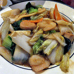 成明茶楼 - 「海鮮八宝菜定食」のメイン（２０１５年１０月）