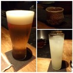 大どころ - 最初に「ビール」と「柚子酒のソーダ割」、、その後「芋焼酎」を頂きました。