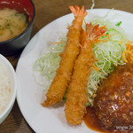 キッチン大正軒 - 組合せ定食　煮込みハンバーグ・エビフライ【2015年10月】