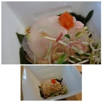 鮨 麻生 平尾山荘 - カワハギ、肝添え・・カワハギの肝は美味しいですね。
                  鳴門ワカメも入っていまして、全部混ぜていただくとまた美味しい。