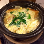 まにわ - 秋茗荷、豚ロース、しめじ、栃尾油揚げの小鍋玉子とじ