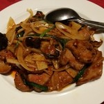 五修堂 - レバーとニラの辛し炒め（中500円）です。2015年9月