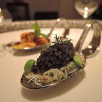 AKI NAGAO - 【2015年10月10日】ディナー（コースの前菜：蟹とウニ）