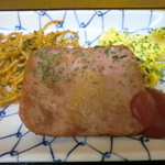 扇屋食堂 - ハムステーキとナポリタンにスクランブルエッグ