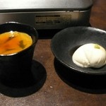 炭火焼鳥 Arata - 茶碗蒸しとクリーミー豆富。