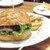 炭火焼ハンバーガー＆ステーキ チェリーズ - 料理写真:(誘惑に負け食べかけとなったハンバーガーとビールの図)