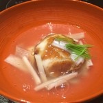 香水亭 - 温物：おこげ、餡、葱の食感が面白い