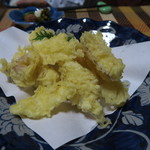 旅館 出雲 - 食べ終わったイカ刺しの残りを天ぷらに