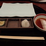 田ざわ - 天ぷらのセットが　かぼすと大根おろし　温かい天つゆ