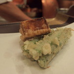 田ざわ - いんげんの上にかぼちゃ？さつまいも？