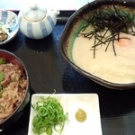 瀬戸内製麺710 - 山かけ生醤油＆牛めしセット（H27.10.9）
