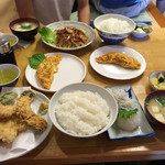 Murakoshi Shokudou - 天ぷら定食と焼肉定食、玉子焼（醤油・甘い）