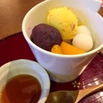 極楽湯 - 紫芋とかぼちゃのジェラートのみつ豆
