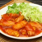 Boiled white fish with chili sauce