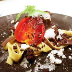 レストランエール - 山形牛のすじ肉の煮込み 自家製手打ちタリアテッレ、カカオ、フランス料理との相性