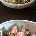 Esu kafe rinku agenogi - 選べる３種のサラダ～    カリカリベーコンのシーザーサラダとシーフードの明太マヨサラダ