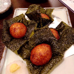 番屋小屋 - やまいも磯辺揚げ   天つゆでいただきました