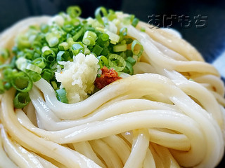 ふくろう茶屋 - 生醤油うどん（冷）薬味はネギ、しょうが、ゆず胡椒