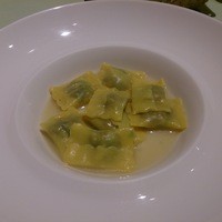 サルティンバンコ - シェフのおすすめパスタ「アニョロッティ(猪肉と菜の花を詰めた手打ちパスタ)」