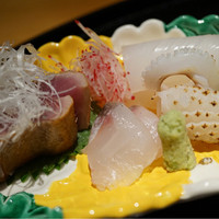 日本料理 幸庵 - 2015/9 【お造り】ダルマイカ・コチ・鰹の藁焼き
