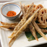 Fried burdock and lotus root