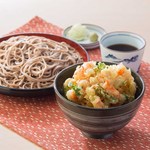 そば処 吉野家 - 料理写真:海老と貝柱の天丼とそばセット