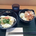 はなまるうどん - オクラとろろごはんと明太おろししょうゆうどんのセット