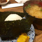 もつ焼き ねぎぼうず - H27.10.14 明太子おにぎり・お味噌汁