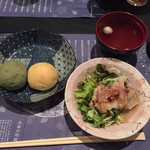 Nininini Sakura Komachi - サラダ、パン、スープ