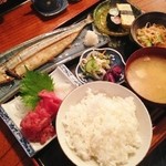 刺身と焼魚定食(750円)