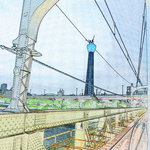 つるや - この日の電波櫓（でんぱやぐら）百三十一丈三尺（398m）