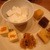 露菴 - 料理写真:上から、杏仁豆腐、本日のケーキ、羊羹、栗のパウンドケーキ、羊羹、南瓜の森、花ぷりん