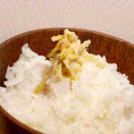 小口わさび店 - 白飯に乗せて、ちょっと醤油を掛けて… 山葵ごはん！